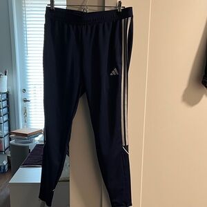 Very Nice NEW without Tags Adidas Unisex Dark Blue Joggers with White Stripes